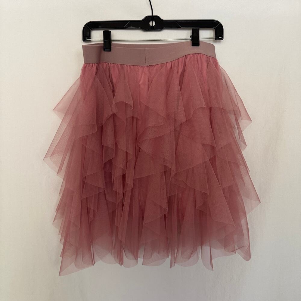Dusty Pink Tiered Tulle Ruffle Midi Skirt Fairycore Balletcore Small